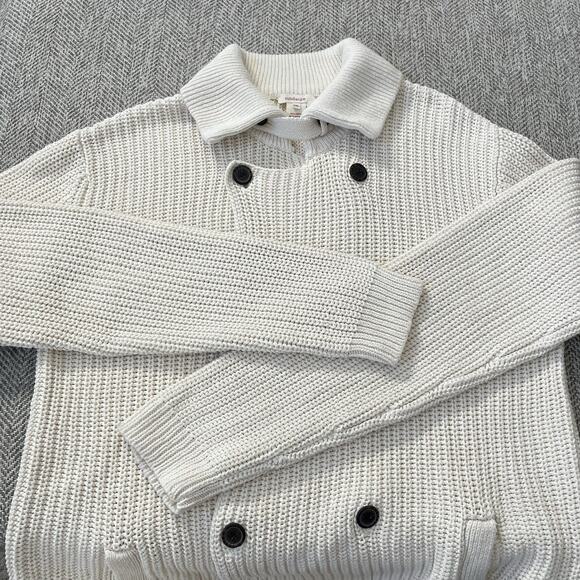 Sundance Chunky Knit Cardigan Sweater Double Breasted Pockets Ivory XXL - Picture 4 of 11